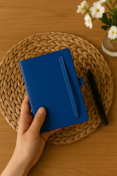 inkglo Blocnotes cu capac dur din piele termică, albastru bleumarin, cu dimensiuni de buzunar, planificator portabil elastic pentru notebook
