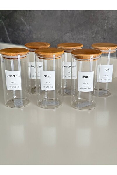 Janset 12Pcs Glass Condiment Jar with Bamboo Lid, 21Pcs Opaque Water-Proof Label