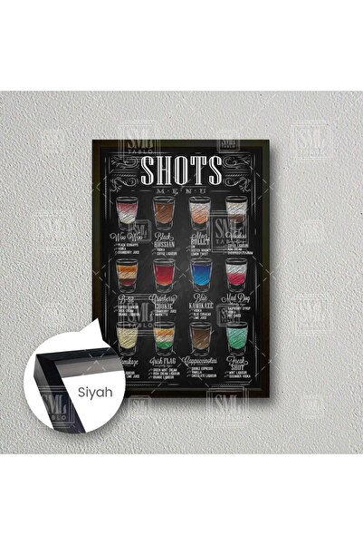 SML TABLO Renkli Shots Menu İçki Karışım Restoran Bar Kokteyl Dekor Çerçeveli...