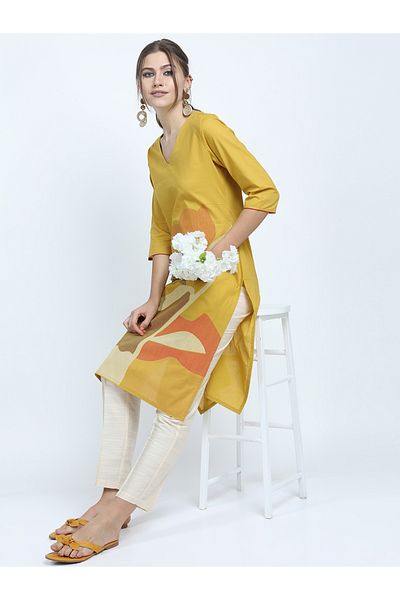 Vishudh By Styli Women Women Yellow Printed Kurta
