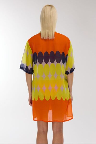 AYYILDIZ 4805 Yellow Patterned Beach Dress