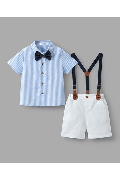 Mark & Mia Mark & Mia Striped Party Suit with Bow - White & Blue