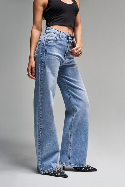 its basic Blugi de damă Culoare 4s5-4 Picior lat Lycra Țesătură elastică Lungime interioară 80 cm Blugi denim