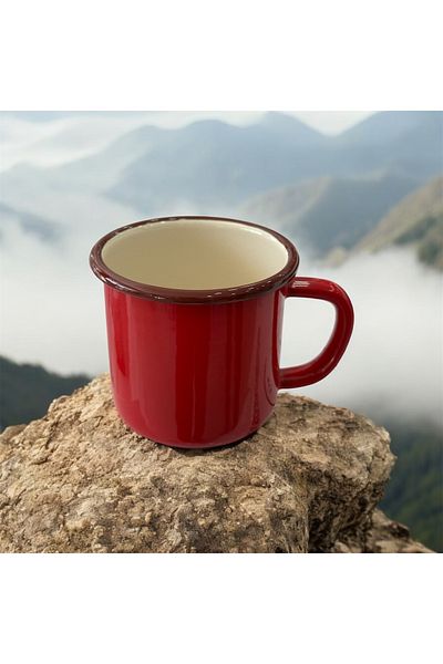 AHİR TİCARET Marbling Metal Enamel 350 ml Tea and Water Glass with Handle