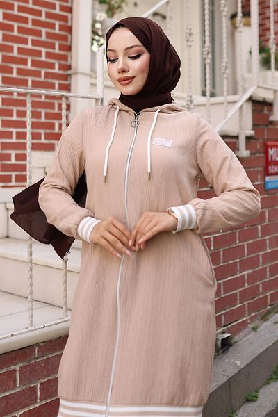 Modamihram Costum cu nervuri cu fermoar Bej 10405