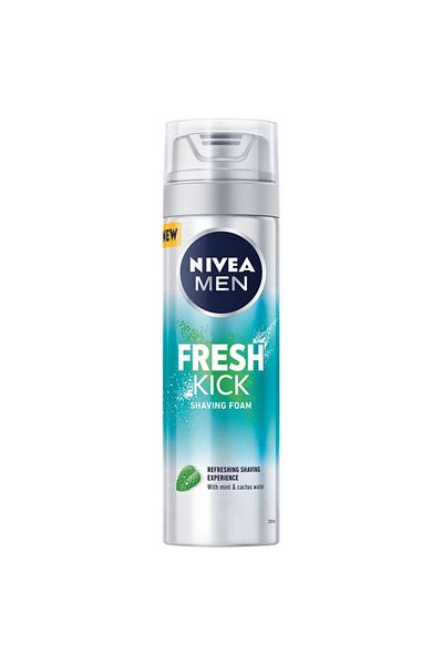 NIVEA Men Shaving Foam Fresh Kick 200ml Cooling Menthol Boost for Smooth Shave
