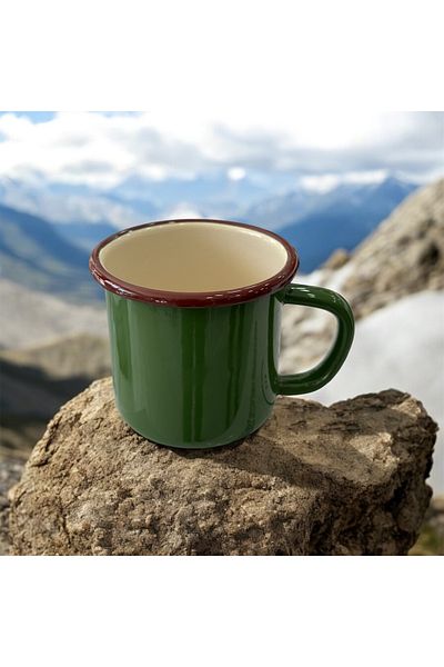 AHİR TİCARET Marbling Metal Enamel 350 ml Tea and Water Glass with Handle