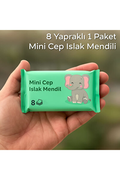 ARVALE 1 Paket 8 Yapraklı Mini Cep Islak Mendili | Yeşil