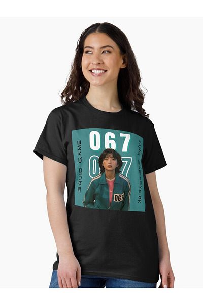 VİZYON İKRA Squid Game 067 Kang Sae Byeok Front Printed Unisex T-Shirt/T-Shirt - All Age Groups
