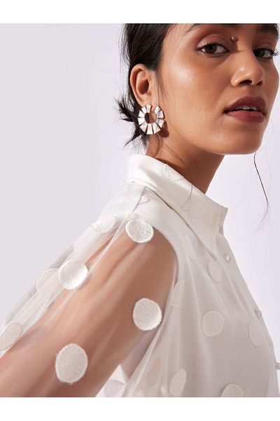 The Label Life White Sheer Polka Shirt