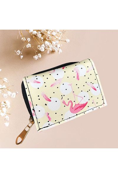 patriko tekstil Girl's Multi-Section Paper & Coin Card Holder Flamingo Printed Wallet