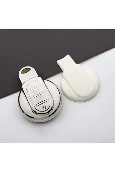 YıldızTuning Husă pentru chei compatibilă Mini Cooper alb-argintiu