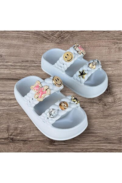 Sonimix Girl Child Colorful Soft Soft Orthopedic Sole Double Banded Stone Slippers