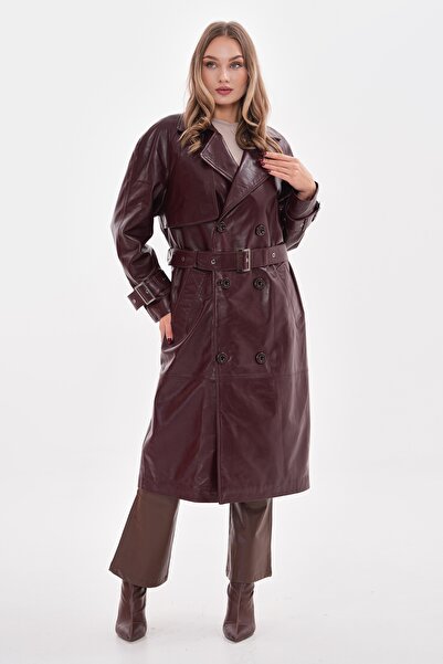 Metins Leather Kadın Deri Pardesü