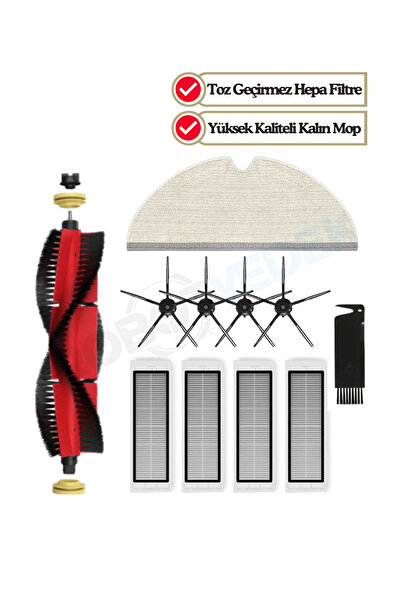 robotyedek Roborock S5 Max (أسود) - مجموعة فرشاة بديلة وممسحة مرشح متوافقة مك...