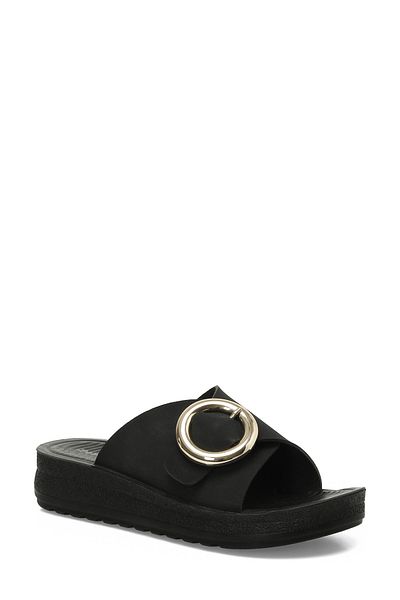 Polaris 407046 .Z5Fx Black Women's Wedge Heel Slippers
