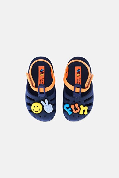 İpanema Toddlers Boy Velcro Closure Beach Sandal, Navy Blue Combo