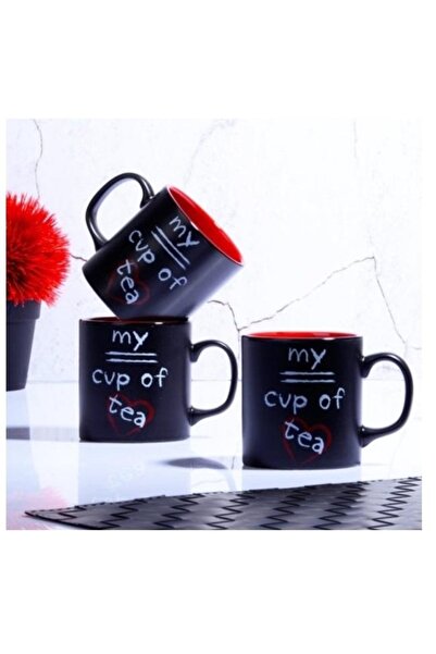 Kosova UNS043 Kırmızı-Siyah Çift Renk Silindir Kupa 10 cm 1 Adet