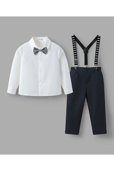 Mark & Mia Mark & Mia Shirt and Pair of Pants with Waistcoat Party Suit Set - White and Black
