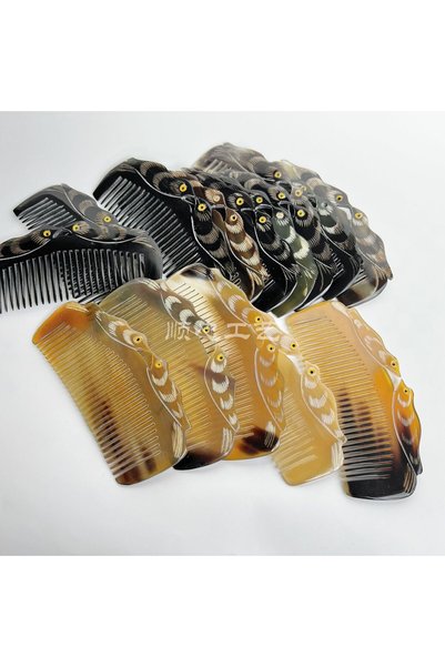 Livava Peacock Bone Hair Comb, Black, 12X5