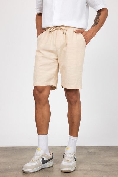 MADZEYMODA Ανδρικό λινό σορτς με ελαστική μέση LS-93099