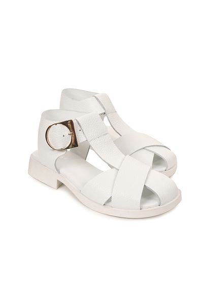 Eray Women's White Closed Front Genuine Leather Sandals