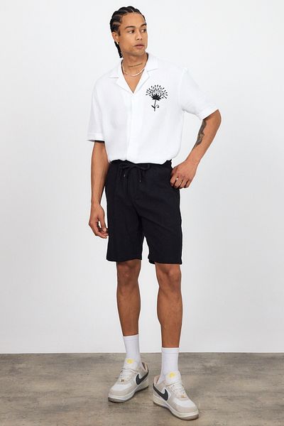 MADZEYMODA Ανδρικό λινό σορτς με ελαστική μέση LS-93099