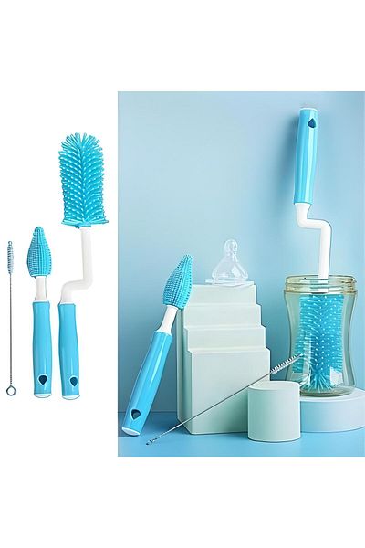 MBB ETİCARET Sturdy Jar, Cup, Bottle and Baby Bottle Cleaning Brush with Silicone Tip and Extra Soft Bristles