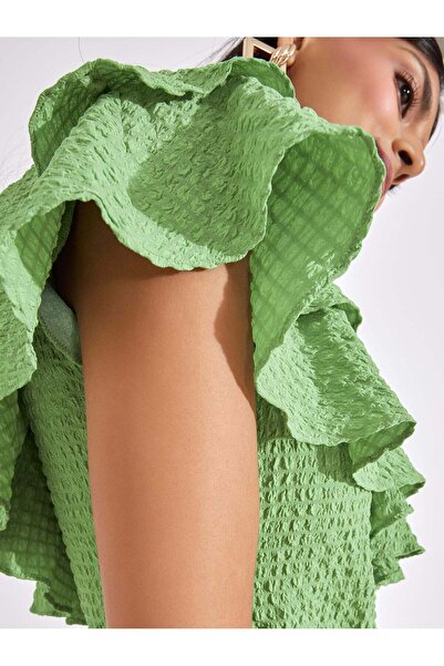 The Label Life Leaf Ruffled One Shoulder Top Stylish & Versatile