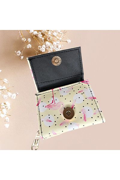 patriko tekstil Girl's Multi-Section Paper & Coin Card Holder Flamingo Printed Wallet