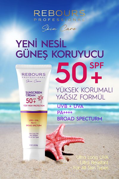 Rebours Sun Cream Spf 50 Pa High Protection Uva Uvb, All Skin Types 94g
