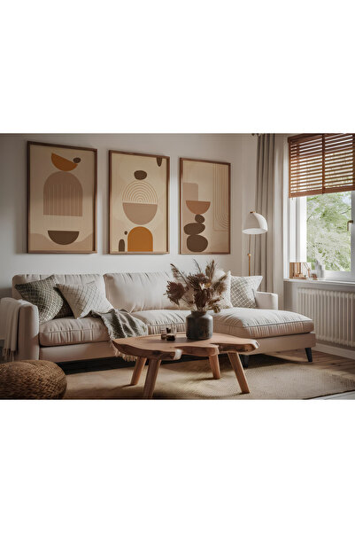 ARTCASTLE Комплект от 3 картини с дървена рамка, кремави