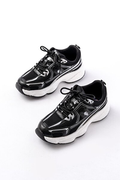 Aymood F-329 Siyah Günlük Bağcıklı Beyaz Tabanlı Yazlık Spor Ayakkabı