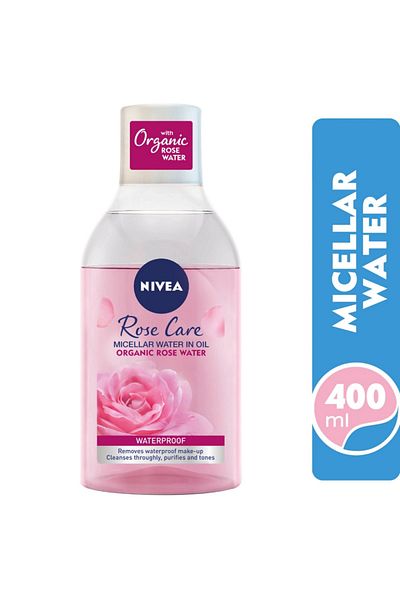 NIVEA Makeup Remover Face Micellar Water Rose Care 400ml Gentle, Hydrating, & Effective