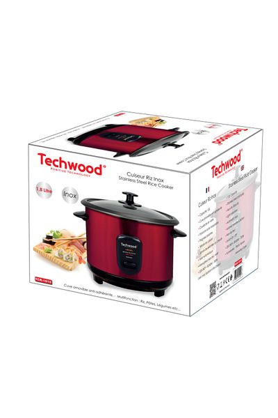 Techwood TCR-1815 rice cooker, stainless steel, 1.8L. 700W, cool handles