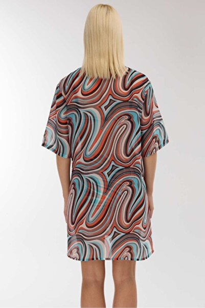 AYYILDIZ Ayyıldız 4805 Green Patterned Beach Dress