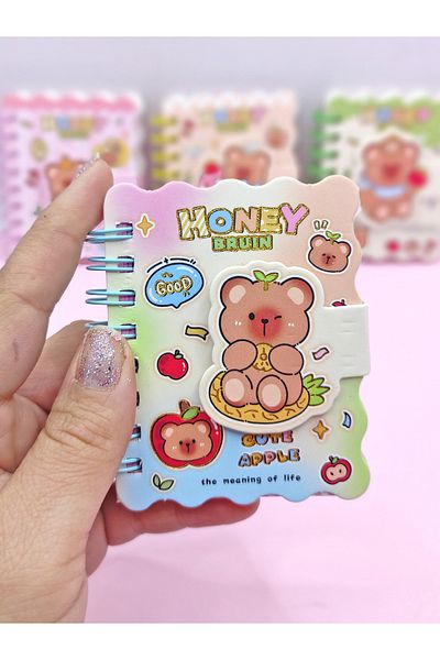 Limmy Mini bloc de note drăguț Blue Honey Bear (7x8 cm)