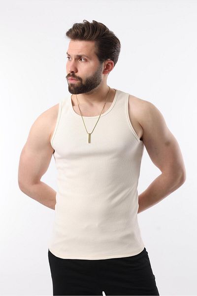 Miron Μπεζ ανδρικό ριμπ βαμβακερό Lycra & εσώρουχο - 2505