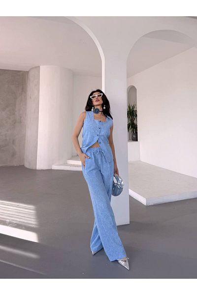 NILOO New Season Ylekli Linen Suit