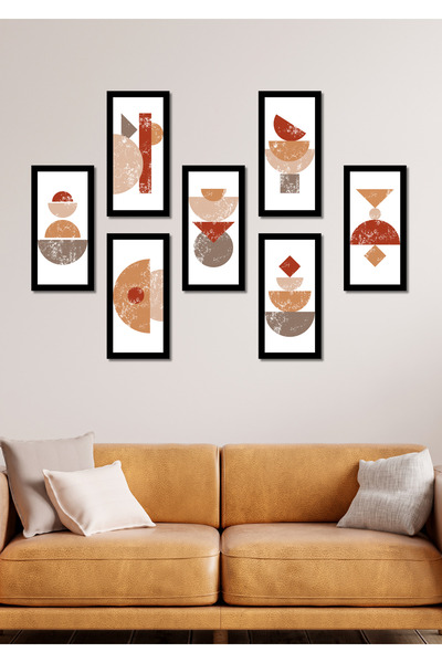 NT Handmade 7 Pieces 20 X 10 Colorful Patterns Wall Decor Painting Set for Salon Living Bedroom Kitchen