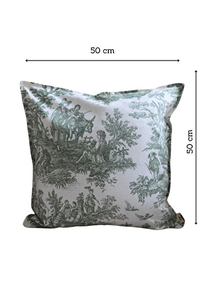 Beige & Stone Зелена декоративна наволочка з вінтажним візерунком, 50x50