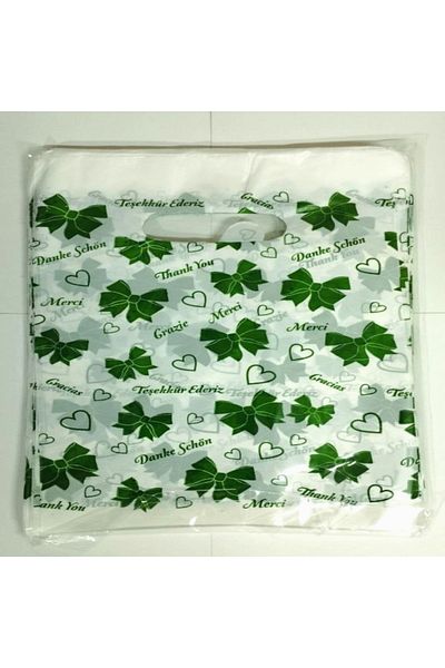 KENT Small Green Bow Printed Hand Bag 20 X 30 cm 100 Pcs