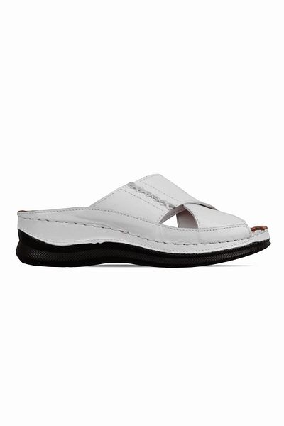 Lal Shoes & Bags Papuci de damă Delast din piele naturală cu bandă încrucișată cu talpă înaltă - alb