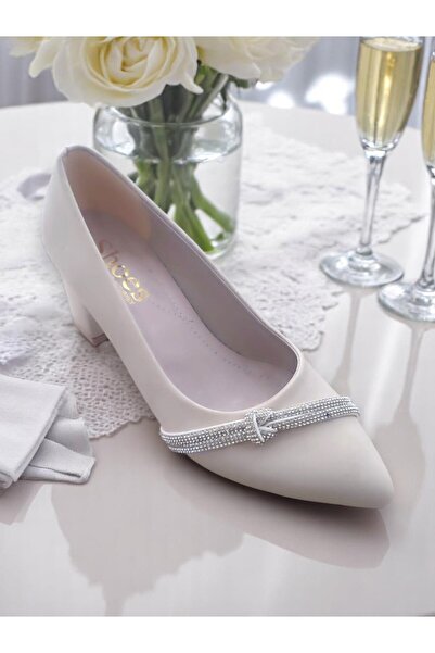 Elit 981 Бежеві камінні деталі 5 см жіночі туфлі на підборах