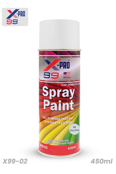 X-PRO 99 All Purpose Gloss White Spray Paint - 450ml for Automotive, Furniture & Home Use
