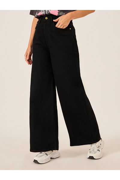 Styli High Rise Wide Leg Jeans with Pockets