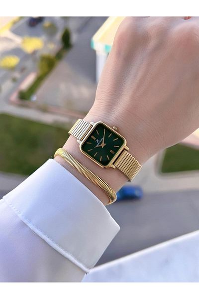 Daniel Klein Angular Case Steel Cord 2 Years Warranty 3 Atm Women's Wristwatch + Bracelet Bdk.10835.5