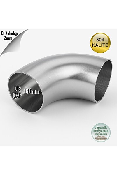 abcpaslanmaz Paslanmaz Çelik 304 Kalite Krom Patent Dirsek 60 x 2mm Satine Ma...
