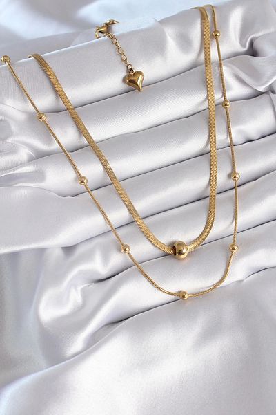 Store 316l Steel Gold Color Italian Chain Model Heel Detail Women's Necklace