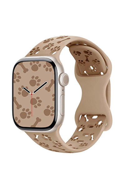 UnDePlus Apple Watch 10/11 42Mm-38/40/41Mm Band Embossed Gonca Cherry Silicone Band 2/3/4/5/6/Se/7/8/9